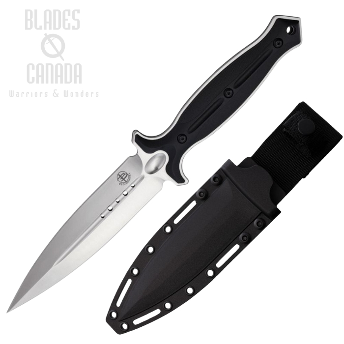 Begg Knives Filoso Fixed Blade Dagger Knife, AUS10A Satin, Nylon Black, BG030